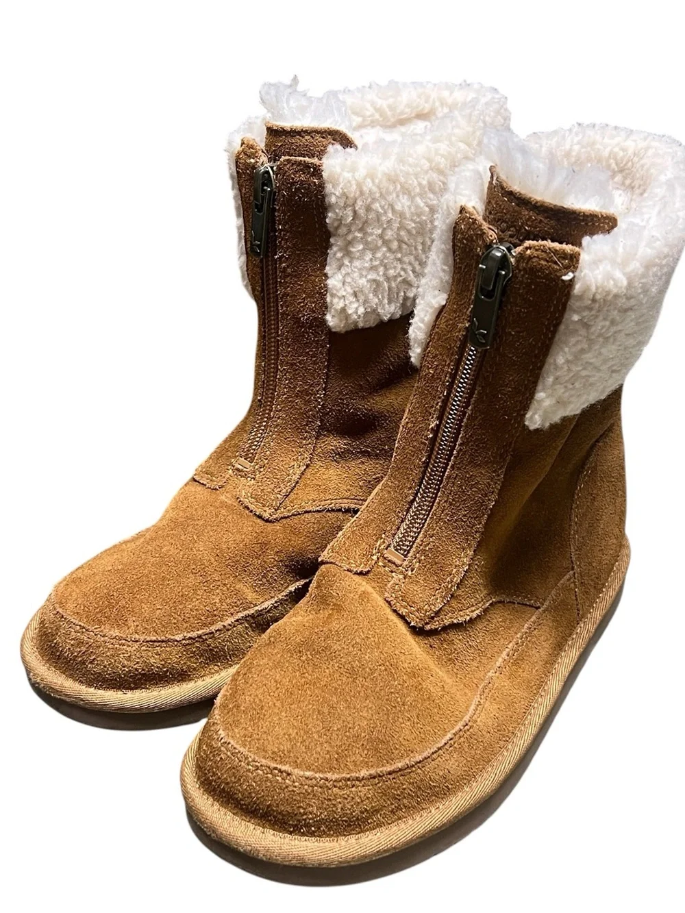 Koolaburra by Ugg Lytta chestnut brown suede front zipper short winter boots